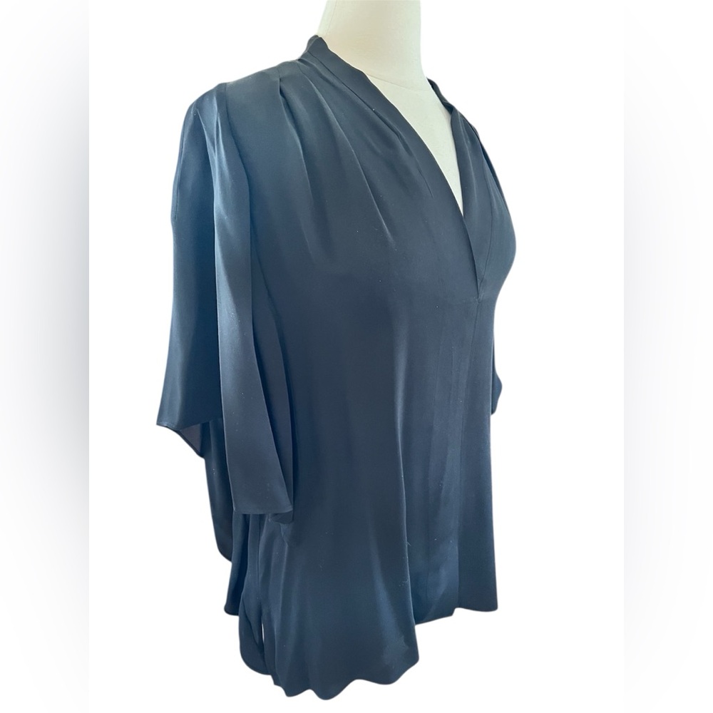 Kobi Halperin Silk Black Blouse with flutter Sleeves Size XL - Picture 4 of 11